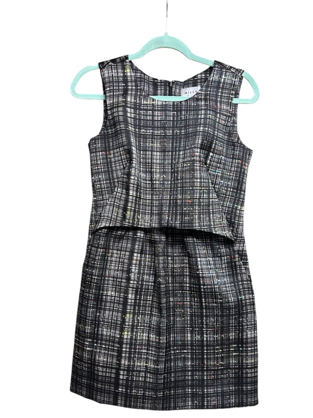 Milly Women’s Black Plaid and Multicolored Structured Mini Dress